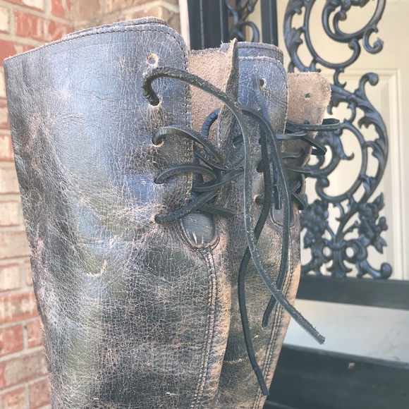 New BED|STU Brown Leather Calf Length Lace Boot - Picture 5 of 10